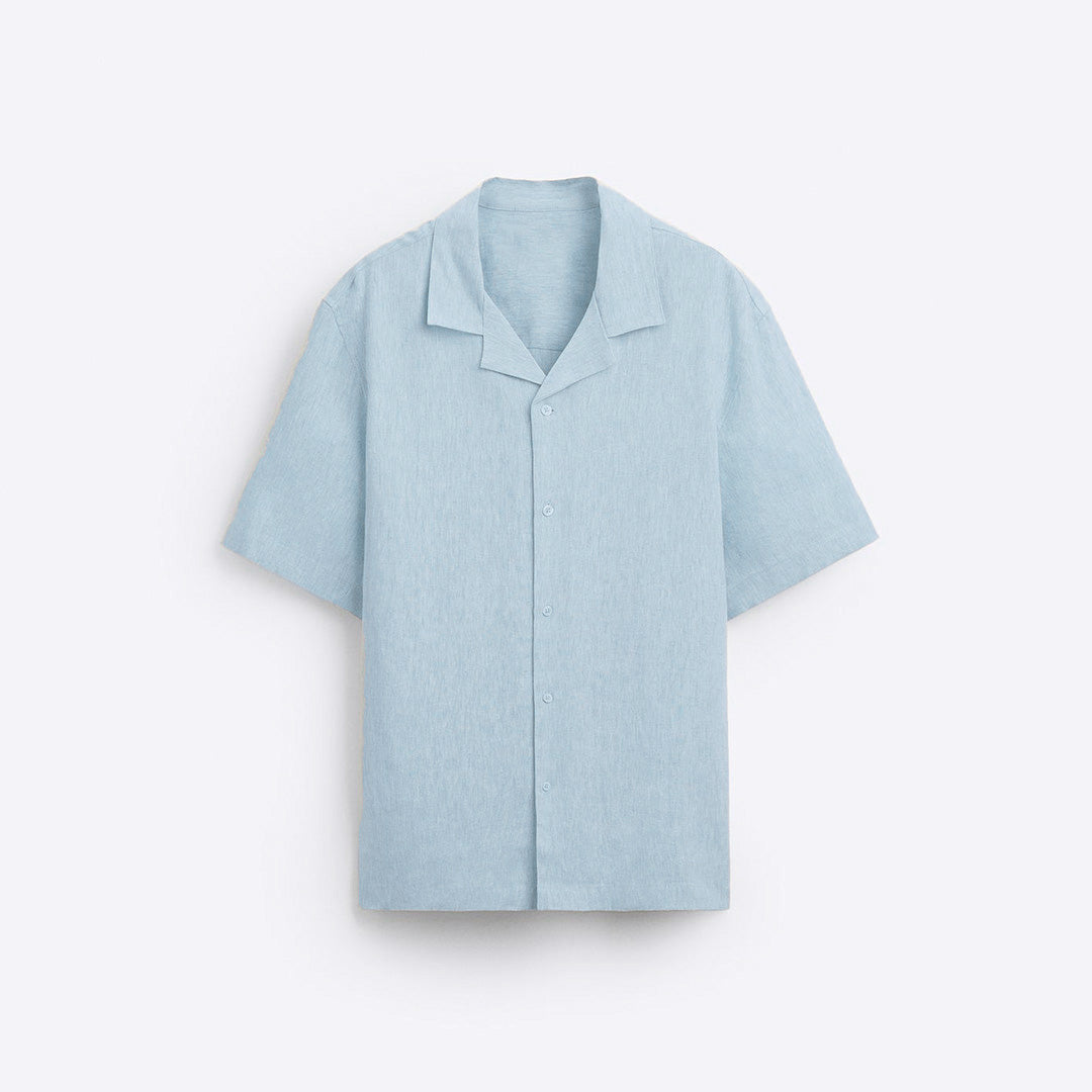BOWLING LINEN SHIRT - BLUE