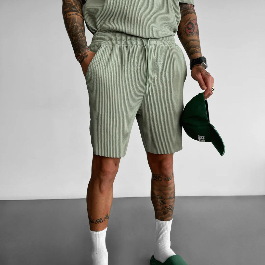 RIBBED SHORTS - TEA GREEN