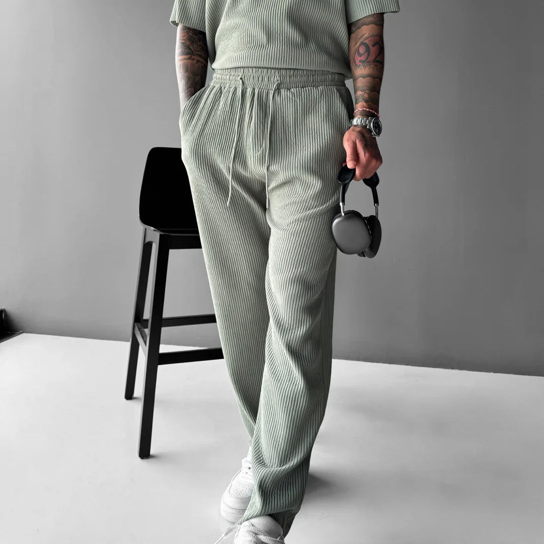 RIBBED PANTS - TEA GREEN