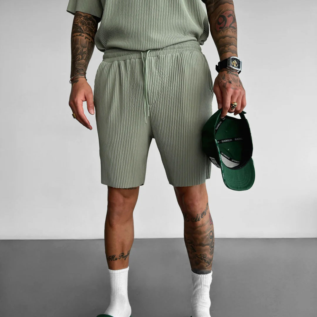 RIBBED SHORTS - TEA GREEN