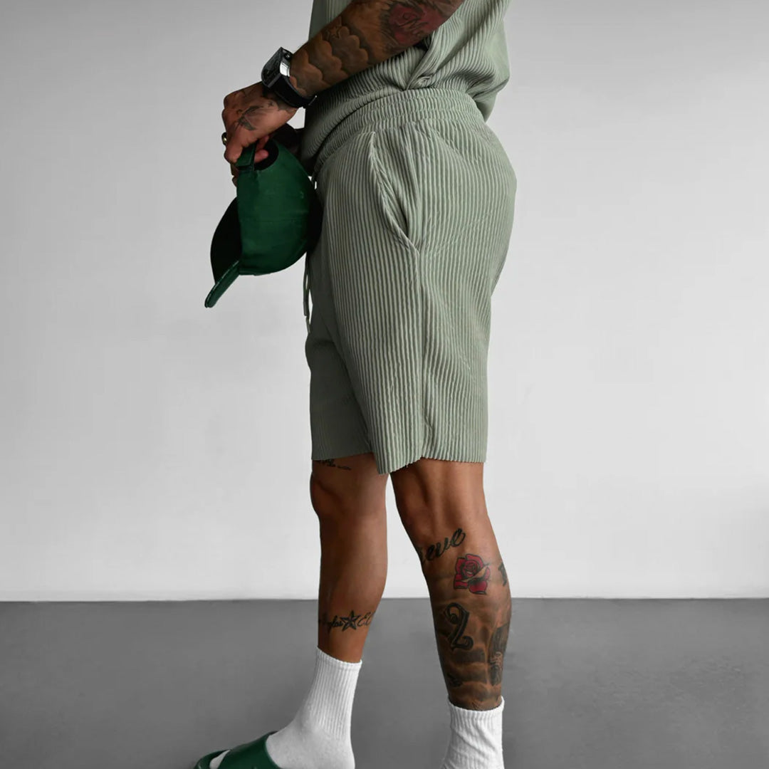 RIBBED SHORTS - TEA GREEN
