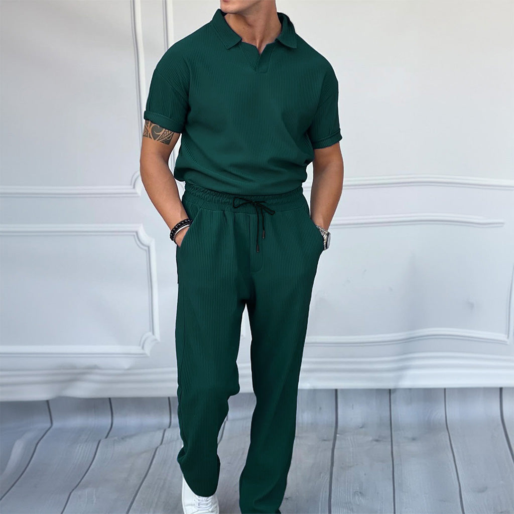 Polo T-Shirt & Trouser Cord Set - Rain Forest