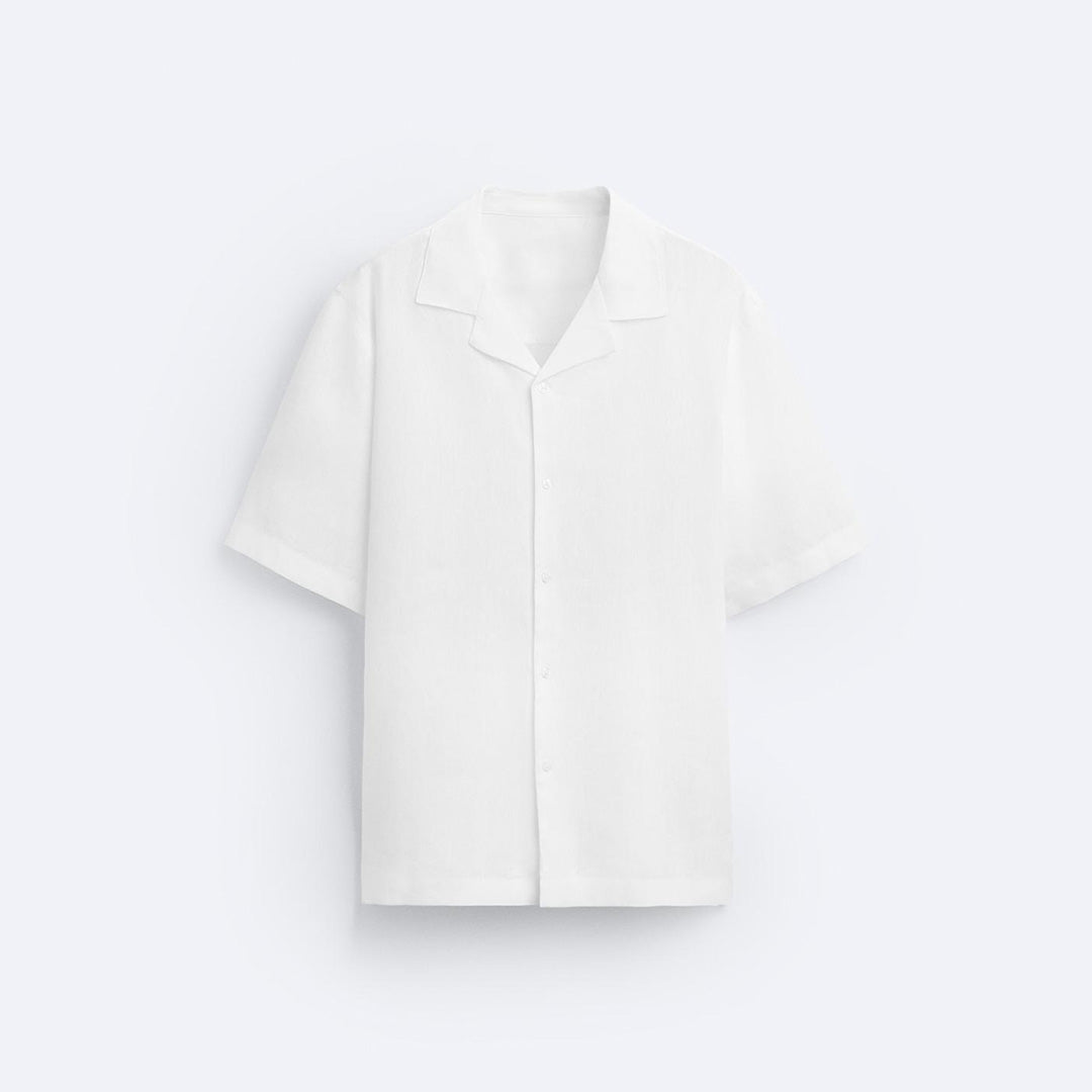 BOWLING LINEN SHIRT - WHITE