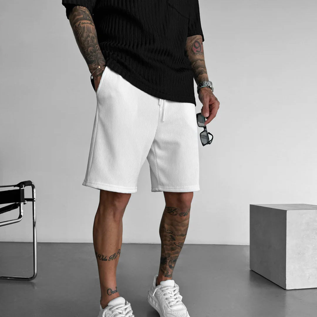 RIBBED SHORTS - WHITE