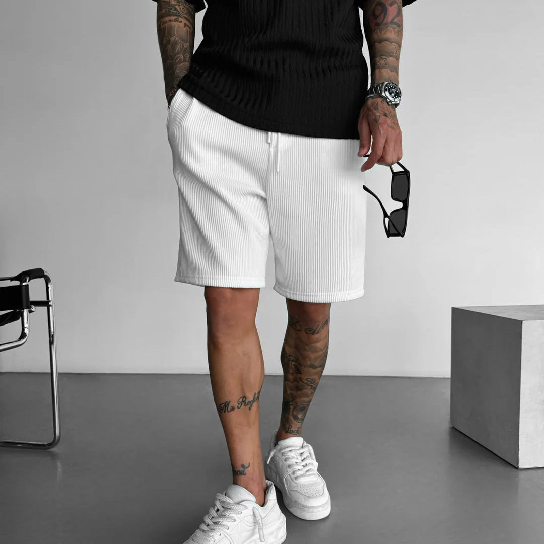 RIBBED SHORTS - WHITE