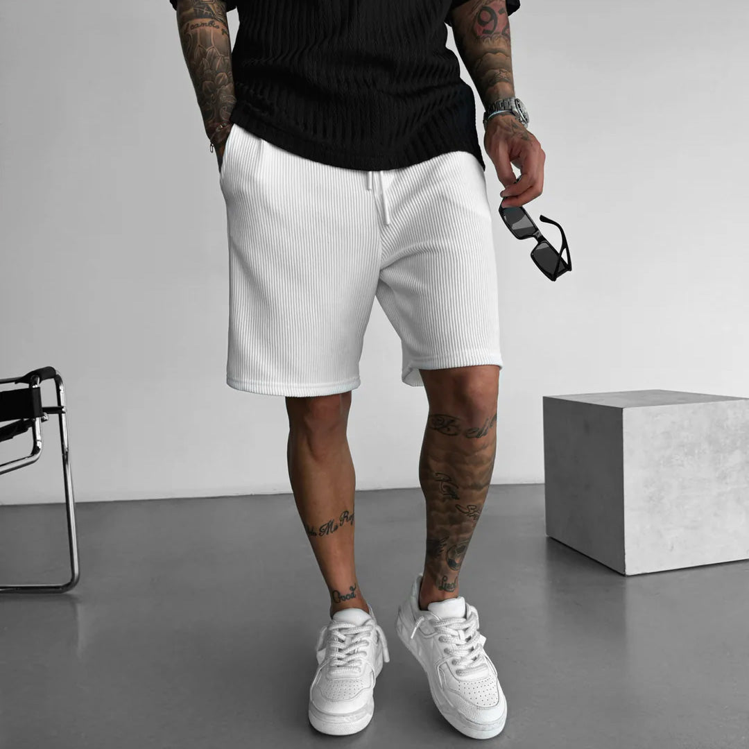 RIBBED SHORTS - WHITE