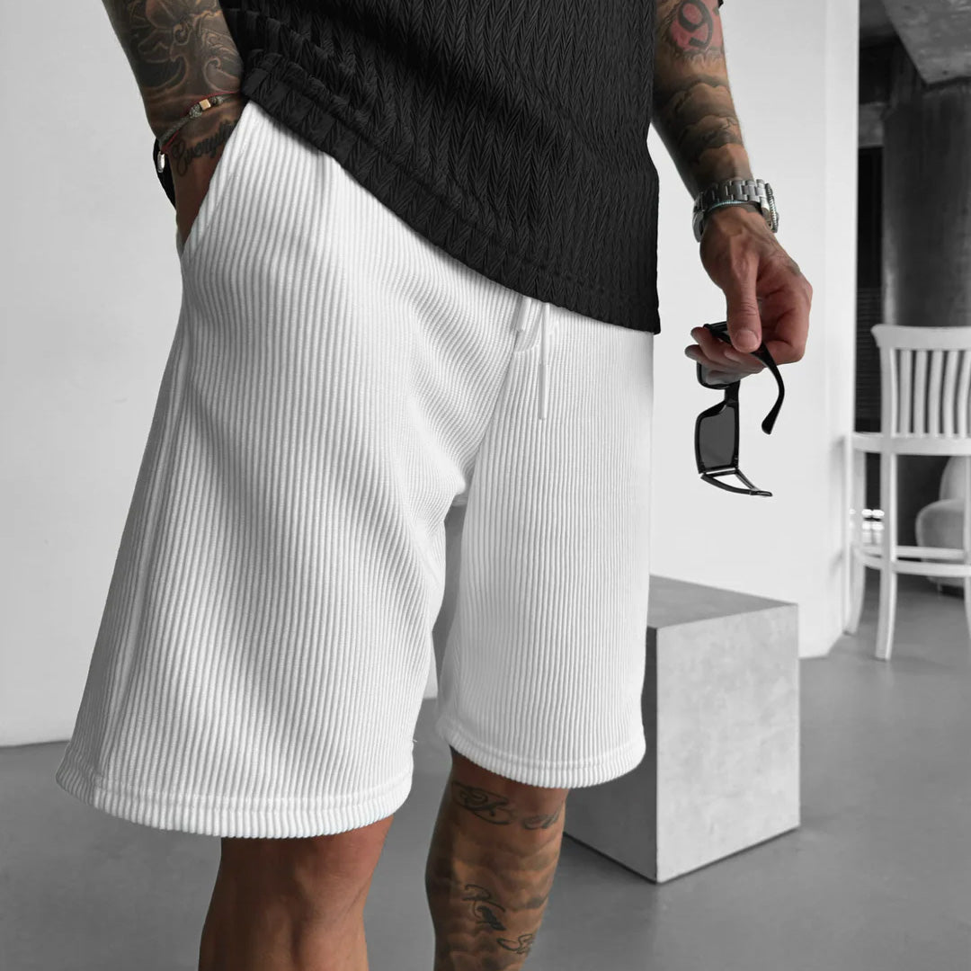 RIBBED SHORTS - WHITE