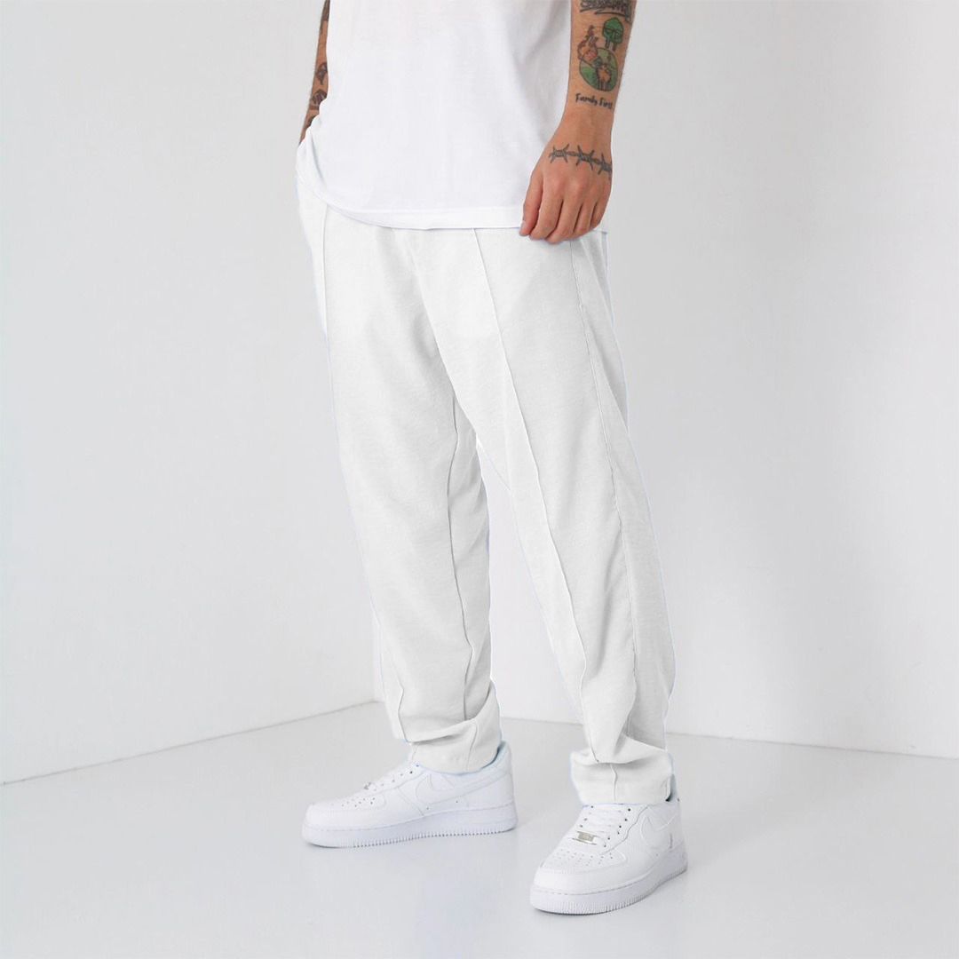 LINEN JOGGER PANTS - WHITE