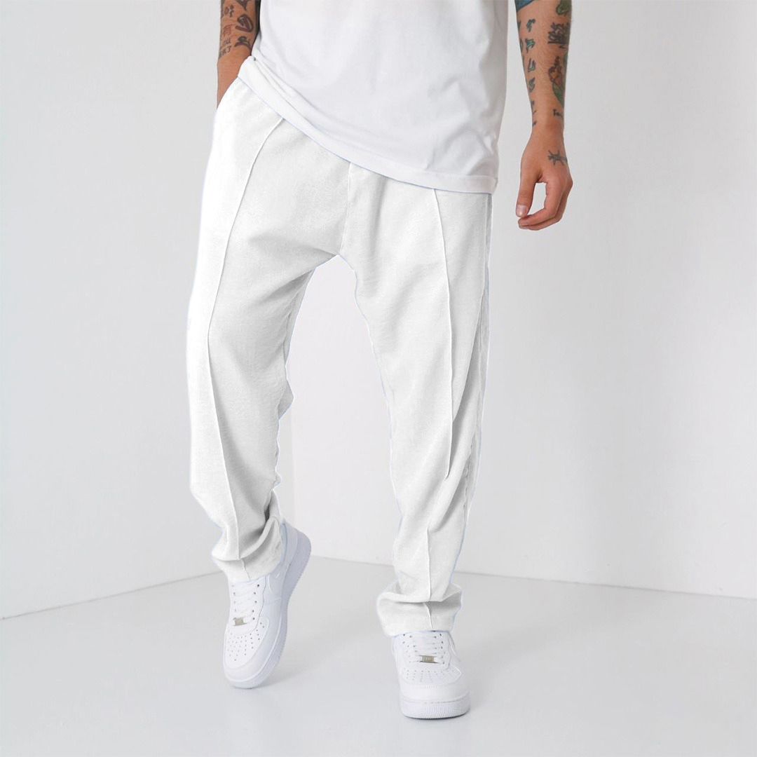 LINEN JOGGER PANTS - WHITE