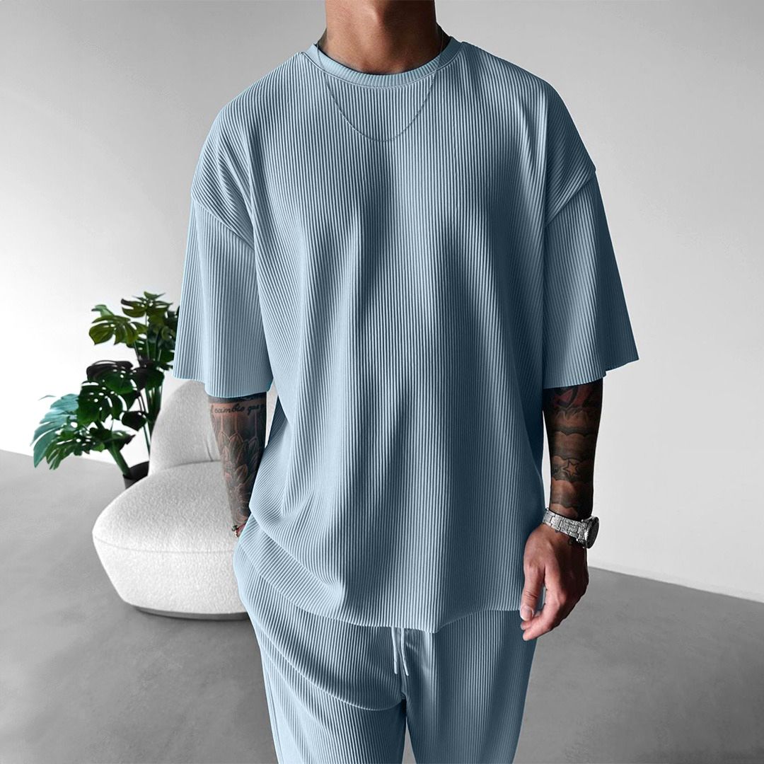O Neck T-Shirt & Trouser Set - Arctic