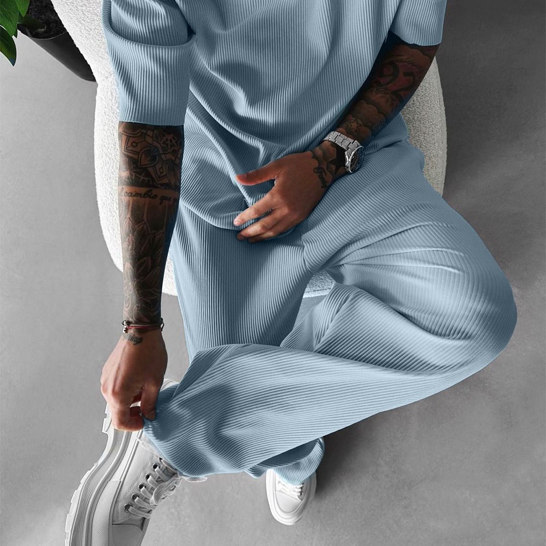 O Neck T-Shirt & Trouser Set - Arctic