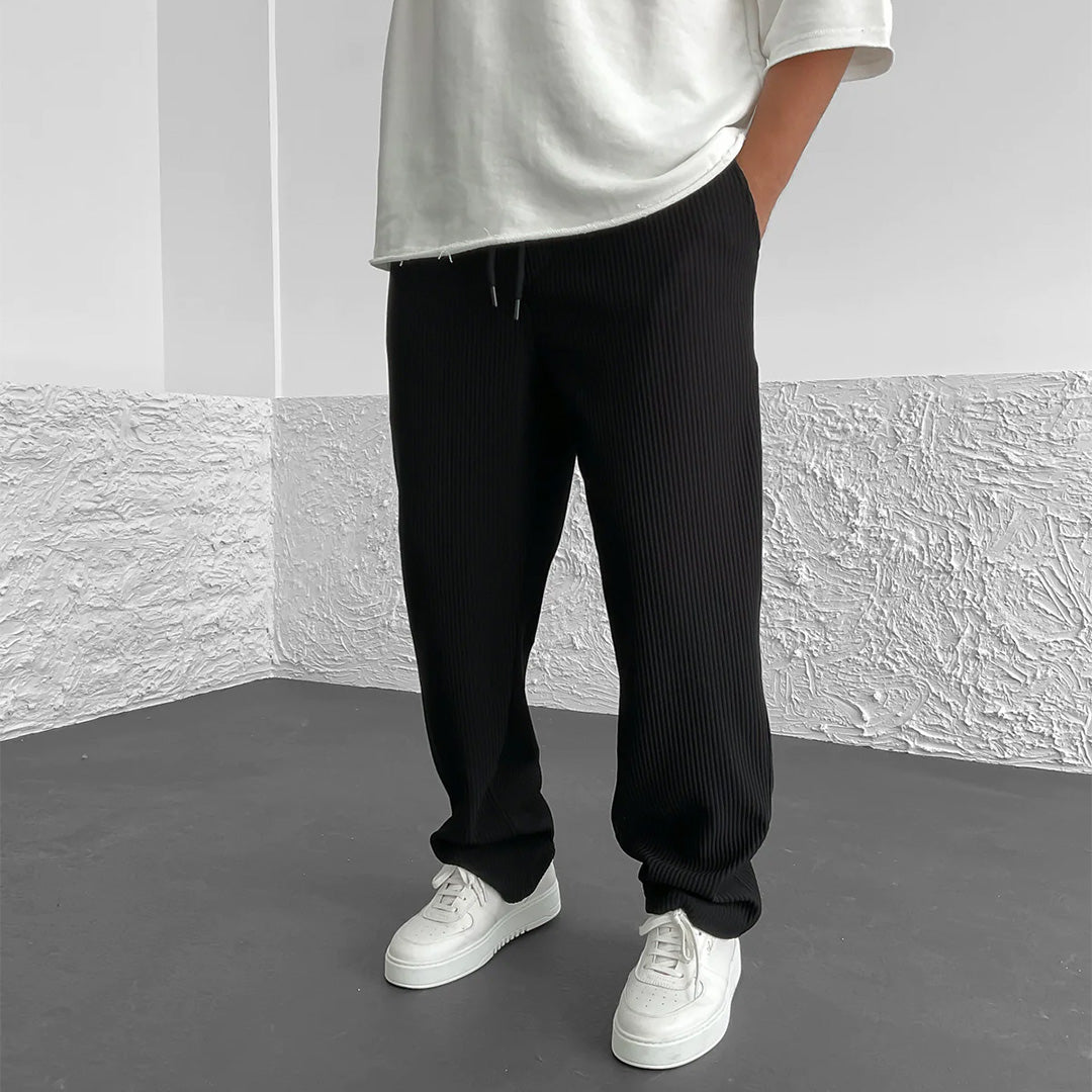 RIBBED PANTS - BLACK