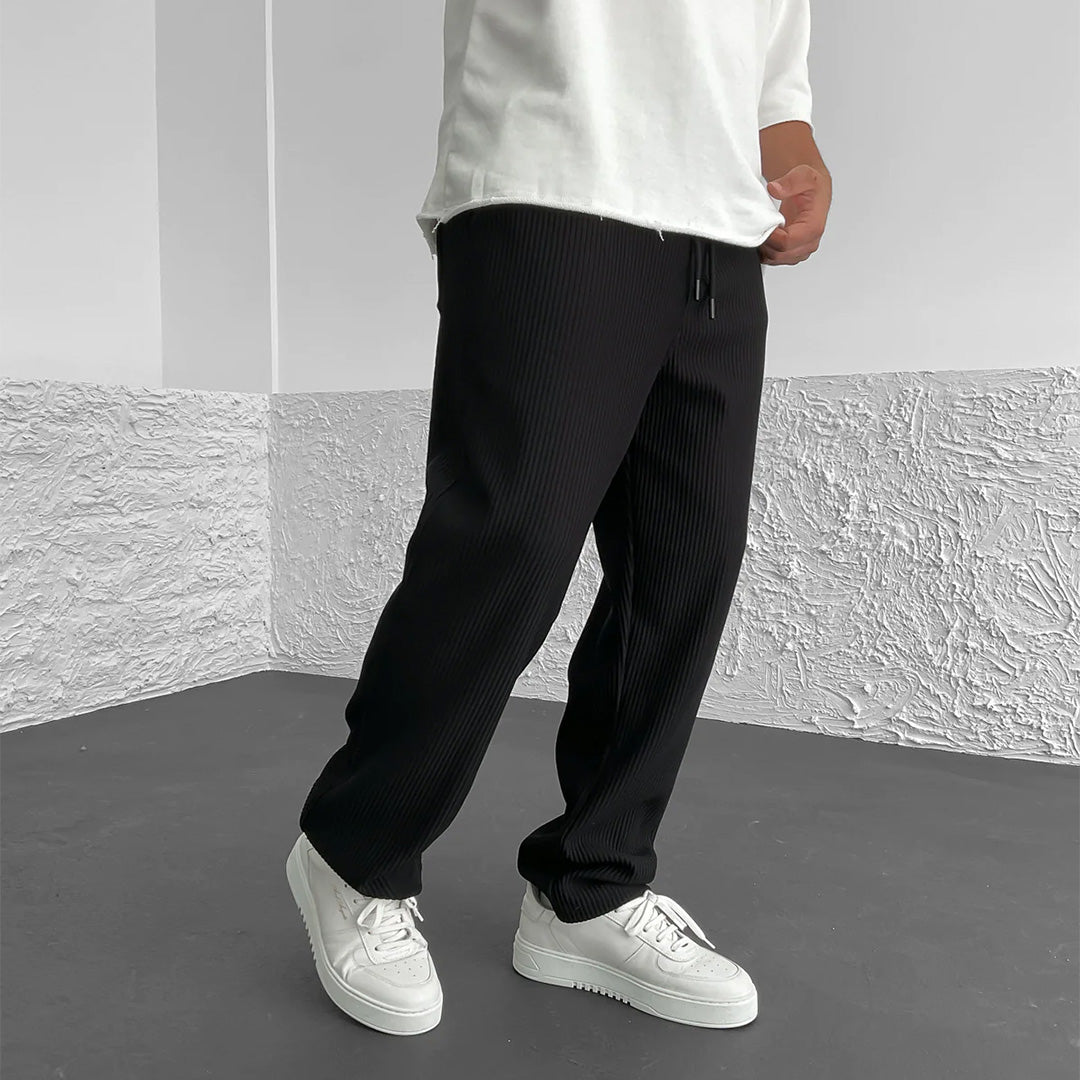 RIBBED PANTS - BLACK
