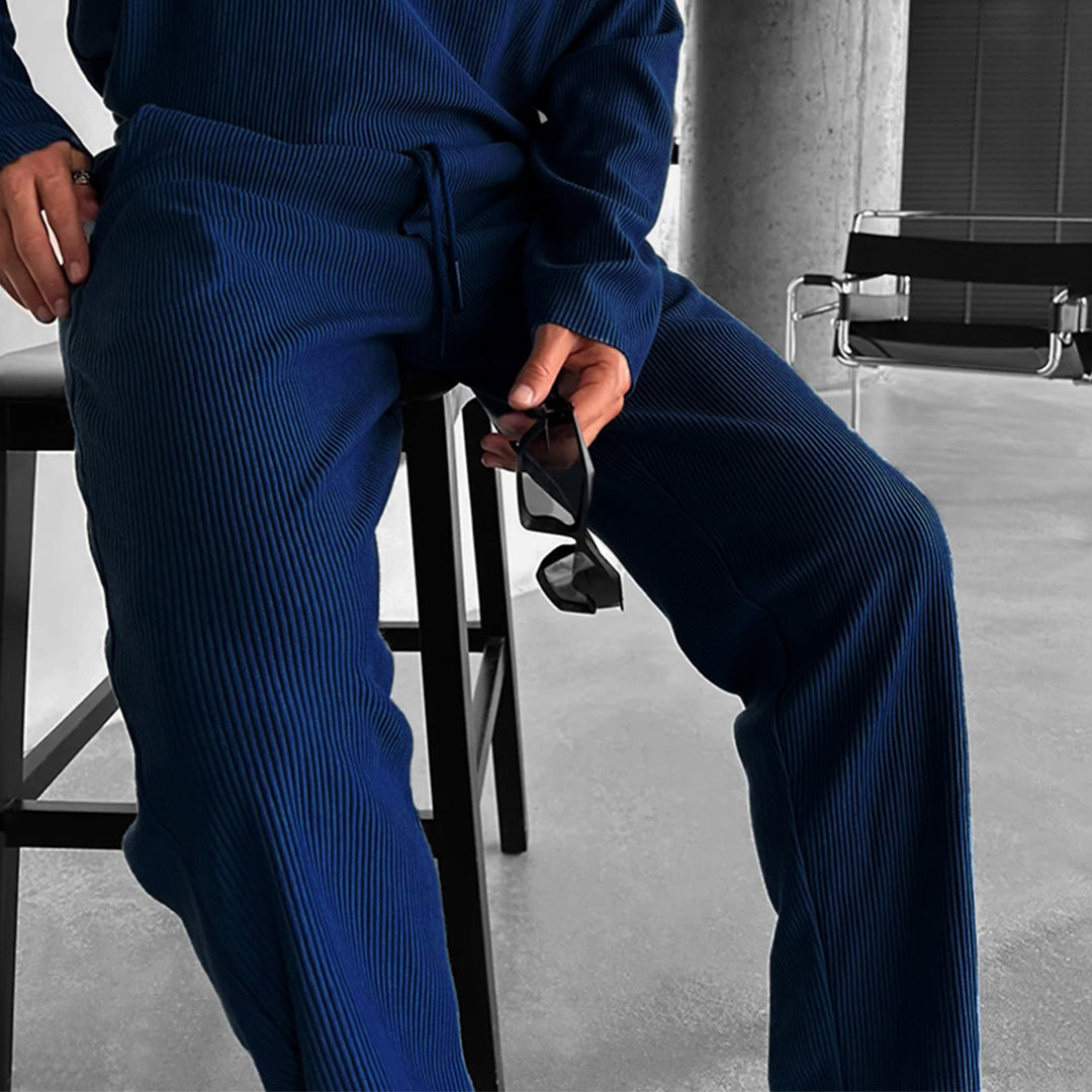 RIBBED PANTS - NAVY BLUE