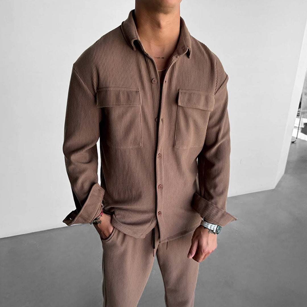 POCKET CORD SHIRT - BROWN